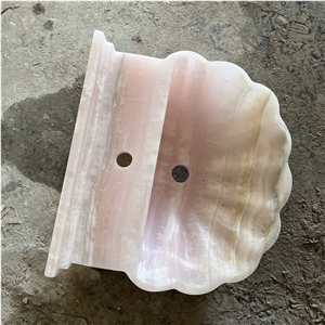 Luxury Natural Pink Onyx Flower Shape Sink Basin For Hotel