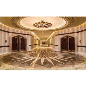 Marble Waterjet Pattern Inlay For Baroco Style Villa Lobby
