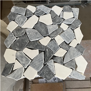 Modern Simple Tumbled Surface Irregular Marble Mosaic Tiles