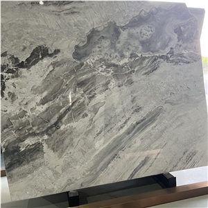 Natural Grey And Green Marble Slabs Backlit For Wall Decor