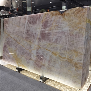 Natural Pink Crystal Quartzite Stone Decoration Luxury Home