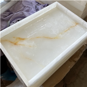 Natural White Onyx Rectangle Tray For Restaurant/Hotel/Home