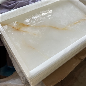 Natural White Onyx Rectangle Tray For Restaurant/Hotel/Home