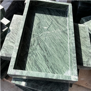 Rectangle Natural Green Marble Serving Tray For Hotel Home