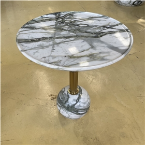 Round Clivia White Marble Coffee Table Living Room Furniture