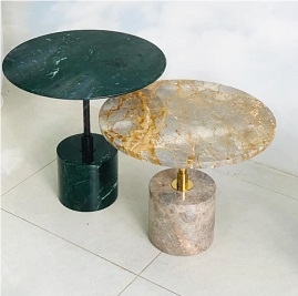 Coffee Table Round Top Made Of Marble Stone