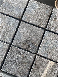 Carbone Schist Mosaic Tumbled 5X5 Cm Mesh