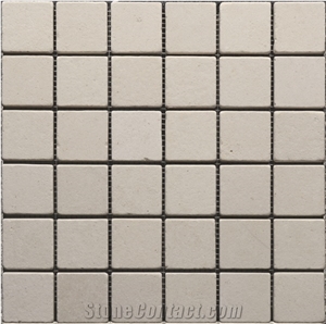 Crema Limestone Mosaic Tiles 5X5 Cm Tumbled Mesh