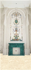 Interior Luxury Stone Fireplace Mantel Malachite Fireplace
