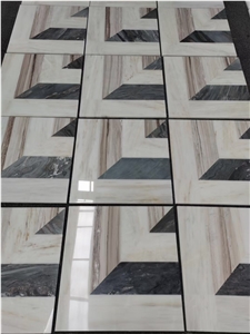 Inlay Stone Rope Waterjet Pattern Marble Mosaic Floor Tile