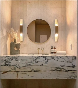 Integrated Stone Wash Basin Luxury Marble Paonazetto Sink
