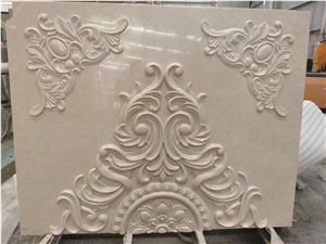 Interior 3D Laser Engraving Tile Marble Beige Wall Relief