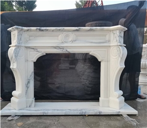 Mitered Marble Indoor Fireplace Stone Carrara Insert
