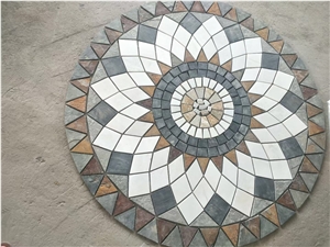 Stone Decor Mosaic Medallion Handmade Rusty Slate Floor Tile