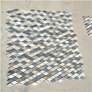 Stone Floor Mosaic Tile Rusty Slate Chevron Mosaic Design