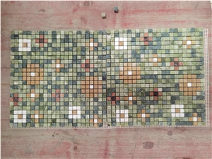 Stone Floor Mosaic Tile Rusty Slate Chevron Mosaic Design