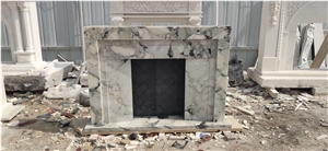Stone Indoor Fireplace Mantel Marble Arabescato Fireplace
