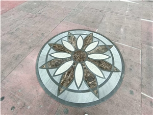 Stone Interior Waterjet Medallion Circle Marble Floor Carpet