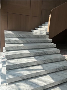 Stone Spiral Staircase Marble Calacatta Bookmatch Stair Step