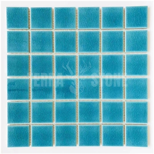 Blue Swimming Ceramic Mosaic Square Glazed Porcelain Tile