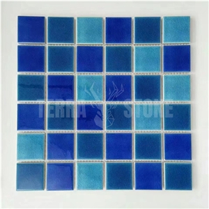 Blue Swimming Ceramic Mosaic Square Glazed Porcelain Tile