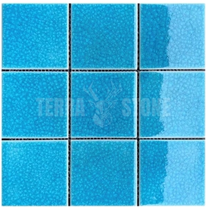 Ceramic Porcelain Mosaic Glazed Blue Swimming Pool Tile
