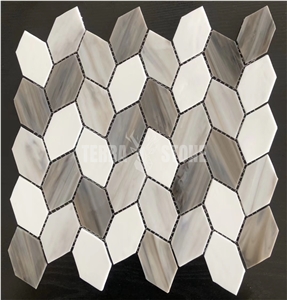 Crystal Glass Leaf Mosaic Tile For Modern Kitchen Backsplash