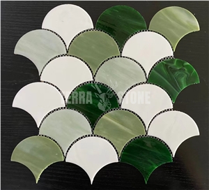 Fish Scale Glass Mosaic Tile For Kitchen And Bathroom