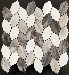 Glass Mosaic Tile Leaf Pattern Backsplash Mosaic