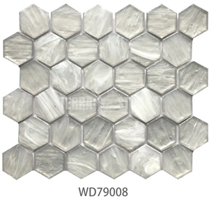 Hexagon Glass Mosaic Tiles Kitchen And Bathroom
