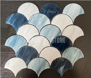 Iredescent Glass Mosaic Tile Fish Scale Design