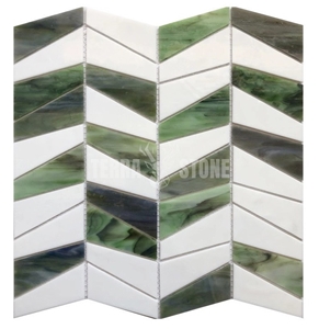 Iridescent 3Mm Strip Mosaic Tiles For Wall Decoration