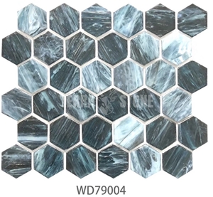 Modern Decoration Iridescent Hexagonal Glass Tile Mosaics
