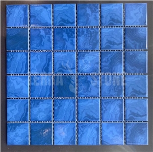 Non-Slip Ceramic Blue Mosaic For Swimming Pool Tiles