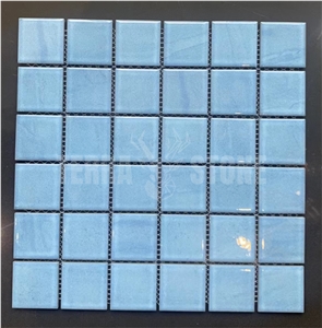 Non-Slip Ceramic Blue Mosaic For Swimming Pool Tiles