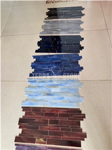 Square Red Mixed 3Mm Thickness Stained Glass Mosaic Tiles