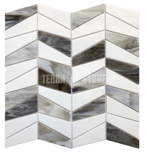 Stained Glass Herringbone Mosaic Patterns For Wall