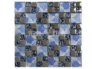 Wholesale Blue Glass Mosaic Hexagon Wall Tiles Decorative