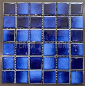 Wholesale Porcelain Pure Blue Color Mosaic Tile Polished