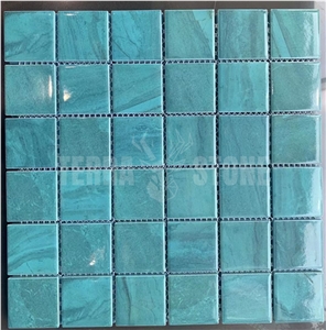 Wholesale Porcelain Pure Blue Color Mosaic Tile Polished