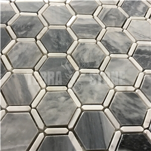 2" Hexagon Bardiglio Carrara Gray Marble Mosaic Wall Tile