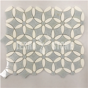 Argentine Light Blue And White Marble Waterjet Mosaic
