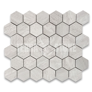 Athens Silver Cream Marble 2 Inch Hexagon Mosaic Tile