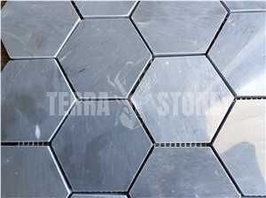 Bardiglio Gray Marble 2" Hexagon Polished Mosaic Tile