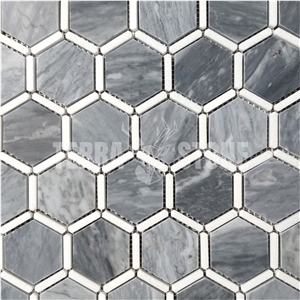 Bardiglio Gray Marble 2 Inch Hexagon Mosaic Tile