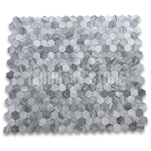 Bardiglio Gray Marble 2 Inch Hexagon Mosaic Tile Honed