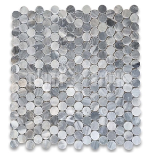 Bardiglio Gray Marble 3/4 Inch Penny Round Mosaic Tile Honed