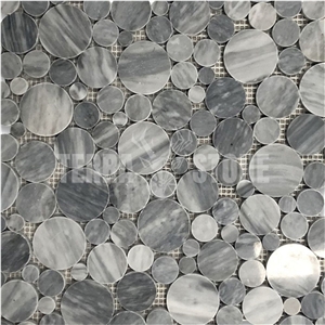 Bardiglio Gray Marble Bubble Round Paramount Mosaic Tile