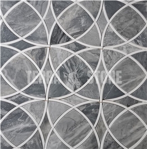 Bardiglio Gray Marble Celtic Waterjet Mosaic Tile Ribbons