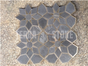 Bardiglio Gray Marble With Stainless Steel Waterjet Tile